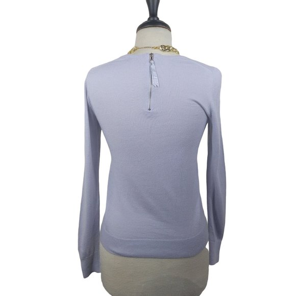 Ann Taylor Woman's Blue Knit Long Sleeve Top Round Neck Zipper back X Small - Picture 2 of 11